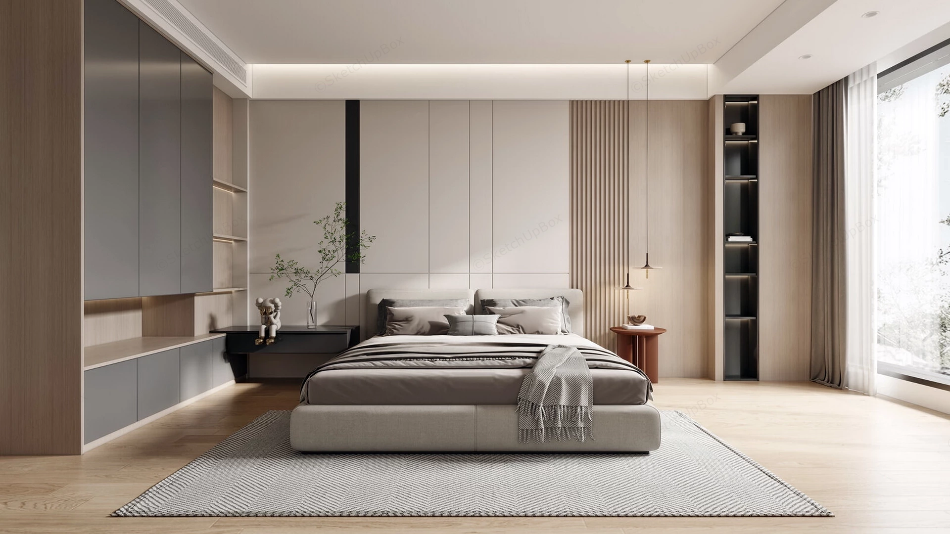 Modern Bedroom Room Design sketchup model preview - SketchupBox