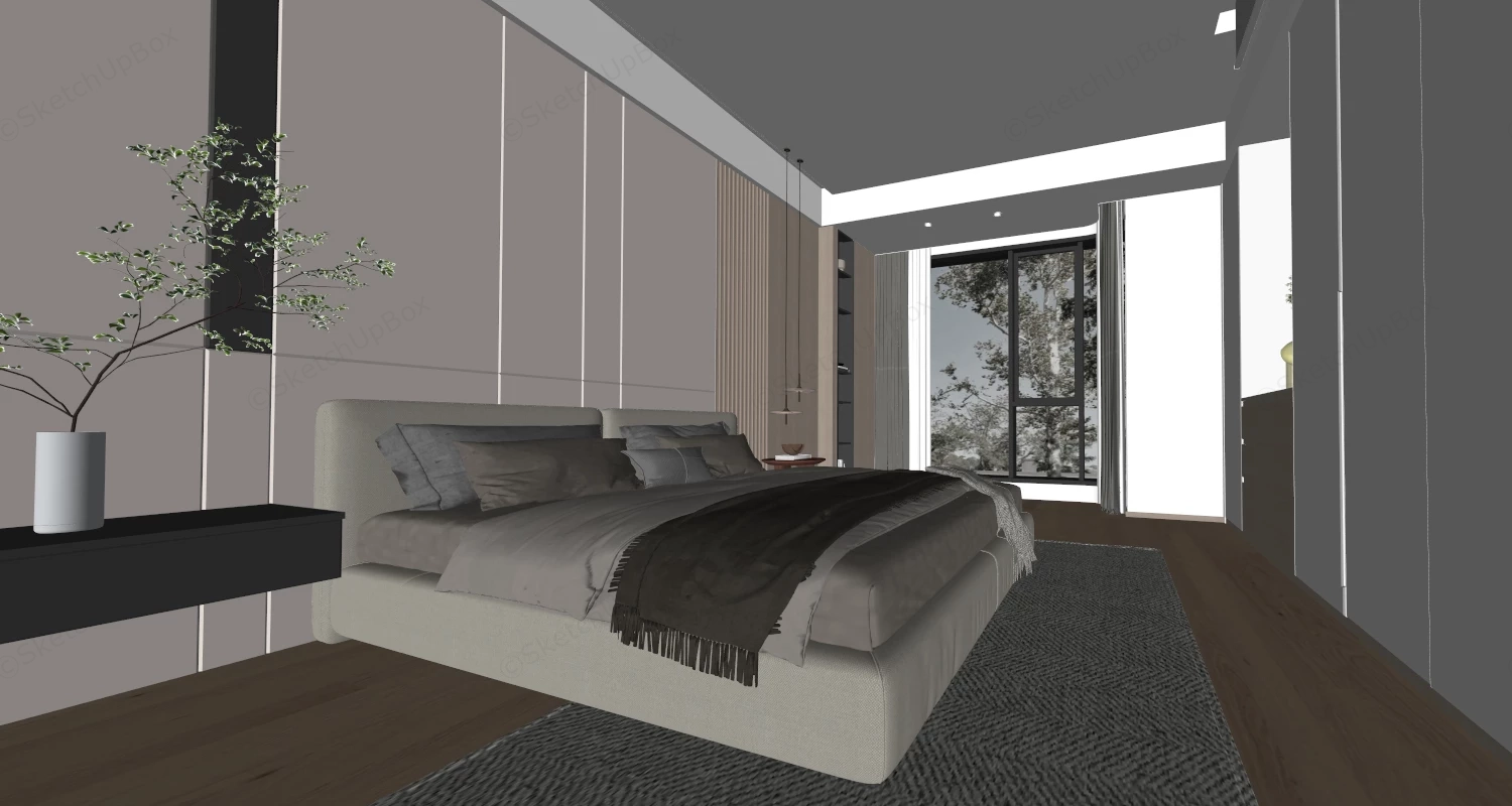 Modern Bedroom Room Design sketchup model preview - SketchupBox