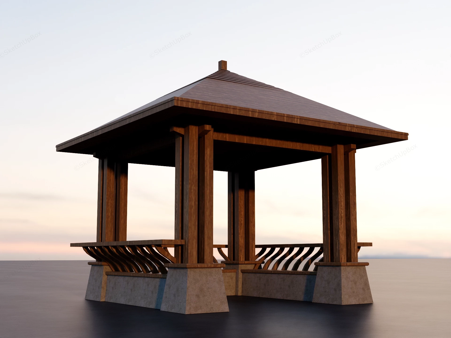 Japanese Garden Gazebo sketchup model preview - SketchupBox