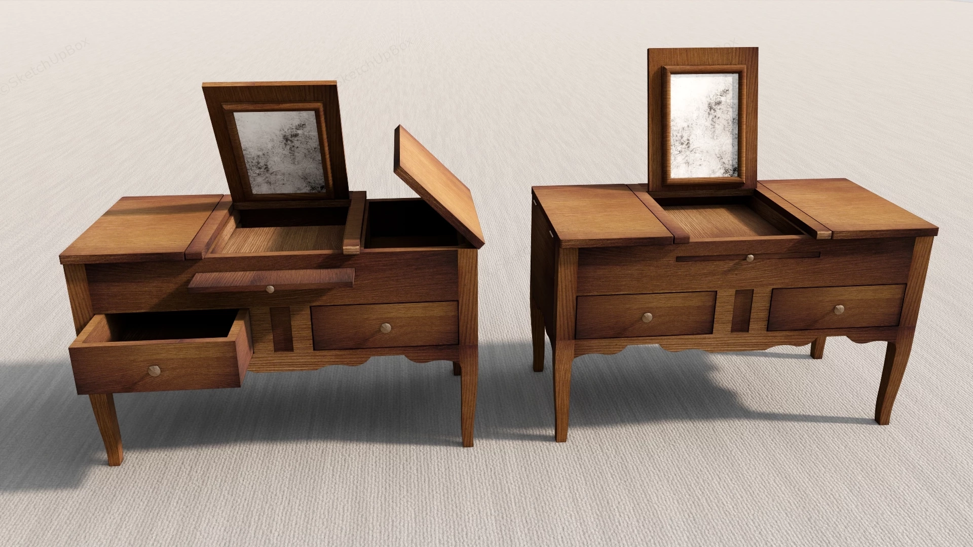 Vintage Vanity Table sketchup model preview - SketchupBox
