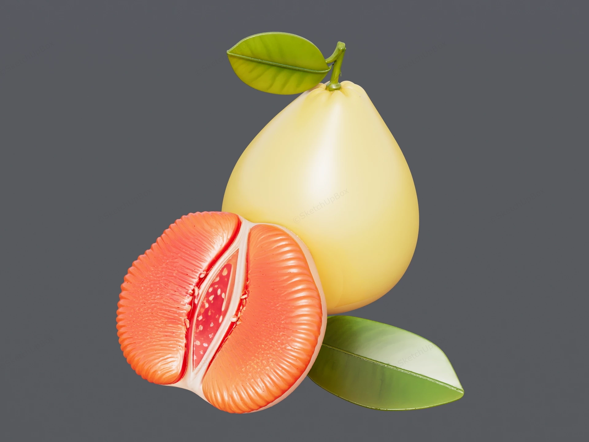 Red Pomelo Fruit sketchup model preview - SketchupBox