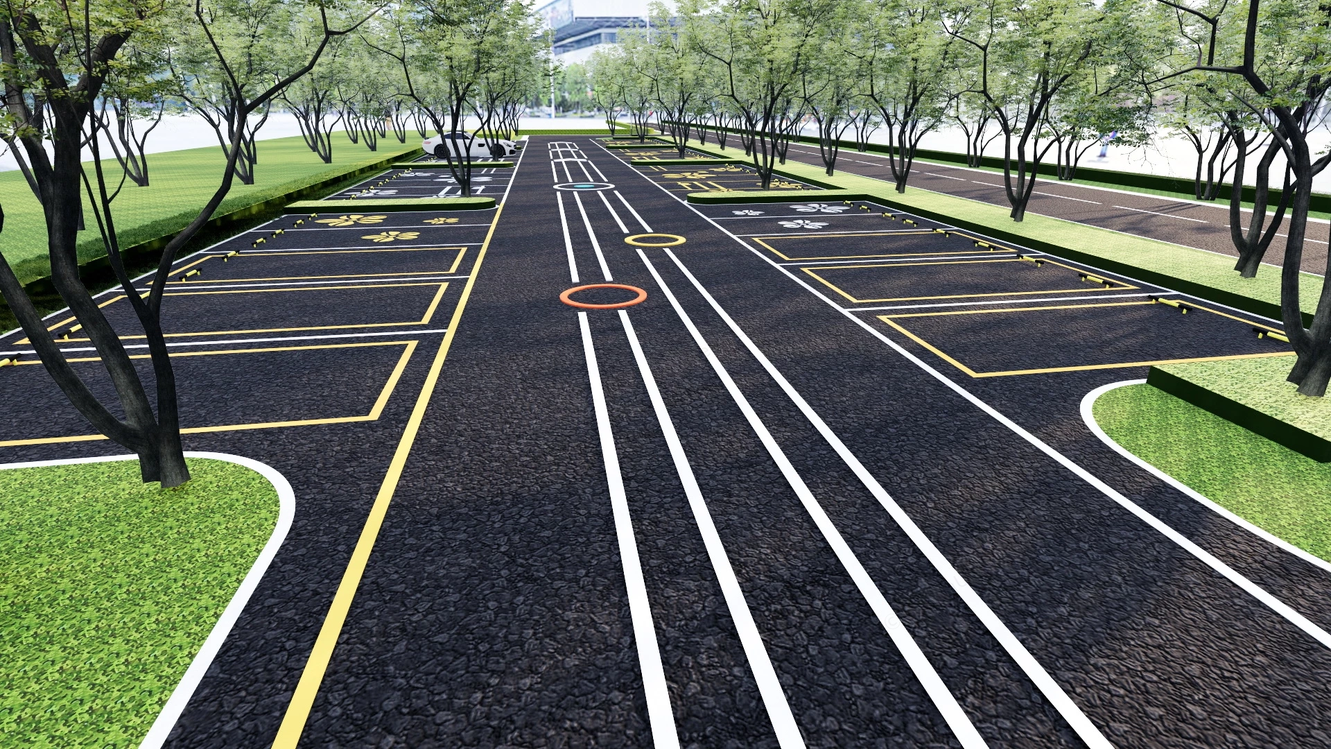 Landscaped Car Park sketchup model preview - SketchupBox