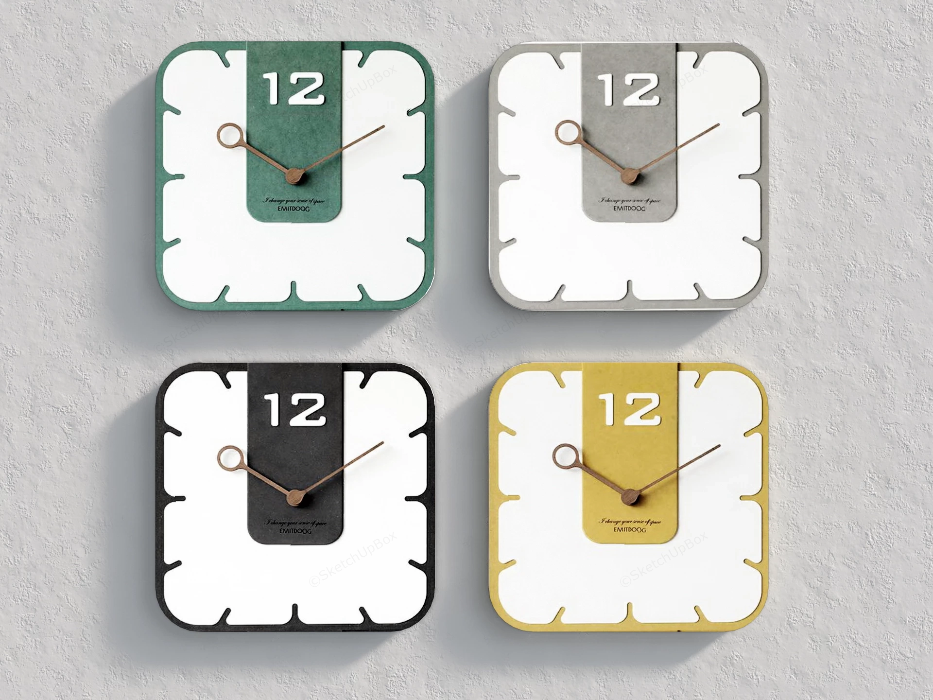 Nordic Square Wall Clocks sketchup model preview - SketchupBox