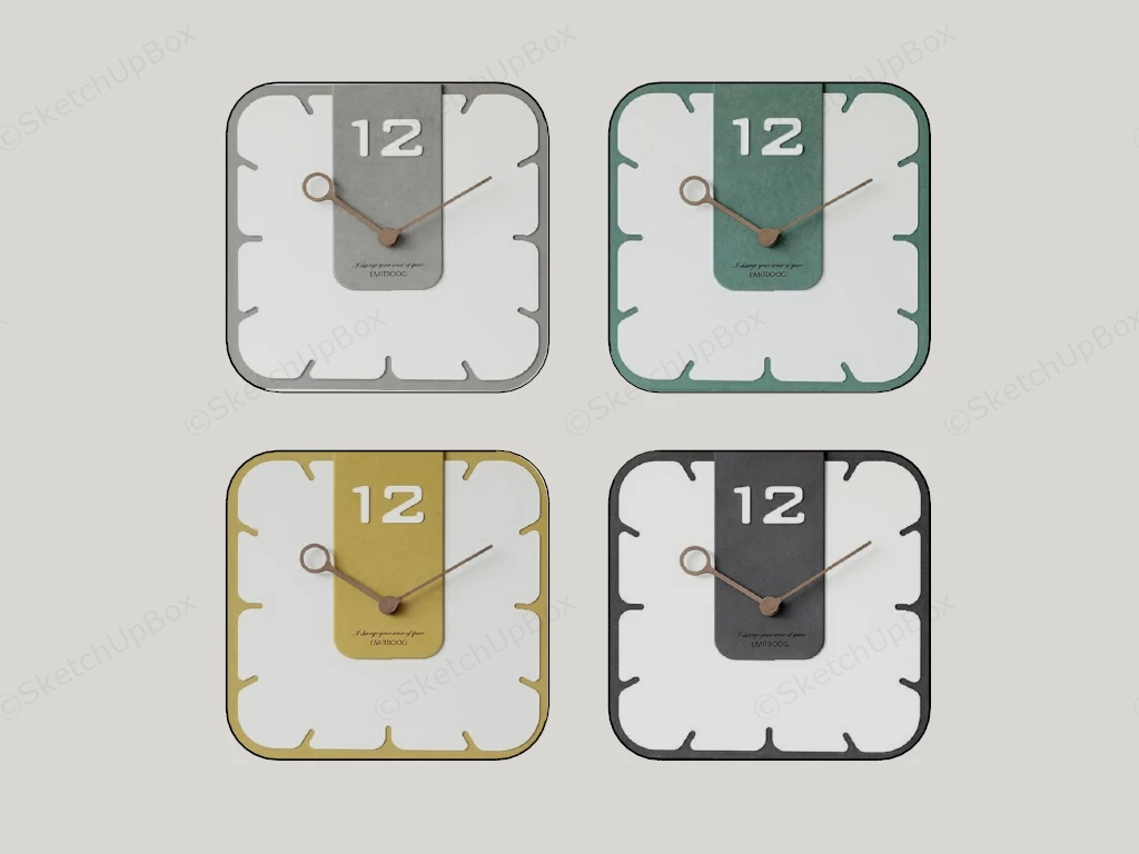 Nordic Square Wall Clocks sketchup model preview - SketchupBox