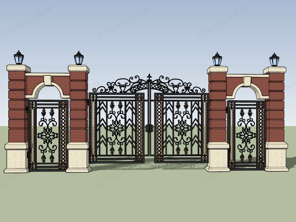 Vintage Wrought Iron Gates sketchup model preview - SketchupBox