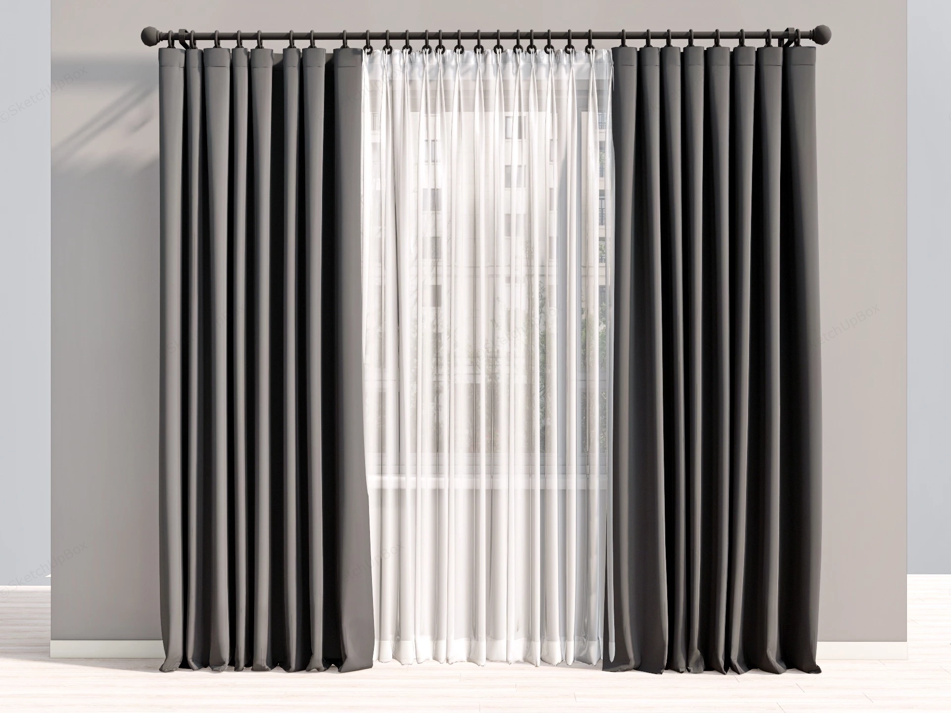 Floor Length Curtains sketchup model preview - SketchupBox