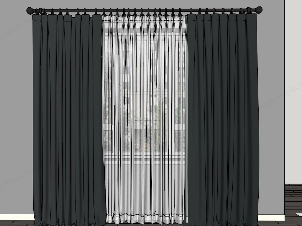 Floor Length Curtains sketchup model preview - SketchupBox