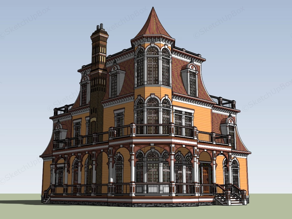 Victorian Mansion sketchup model preview - SketchupBox