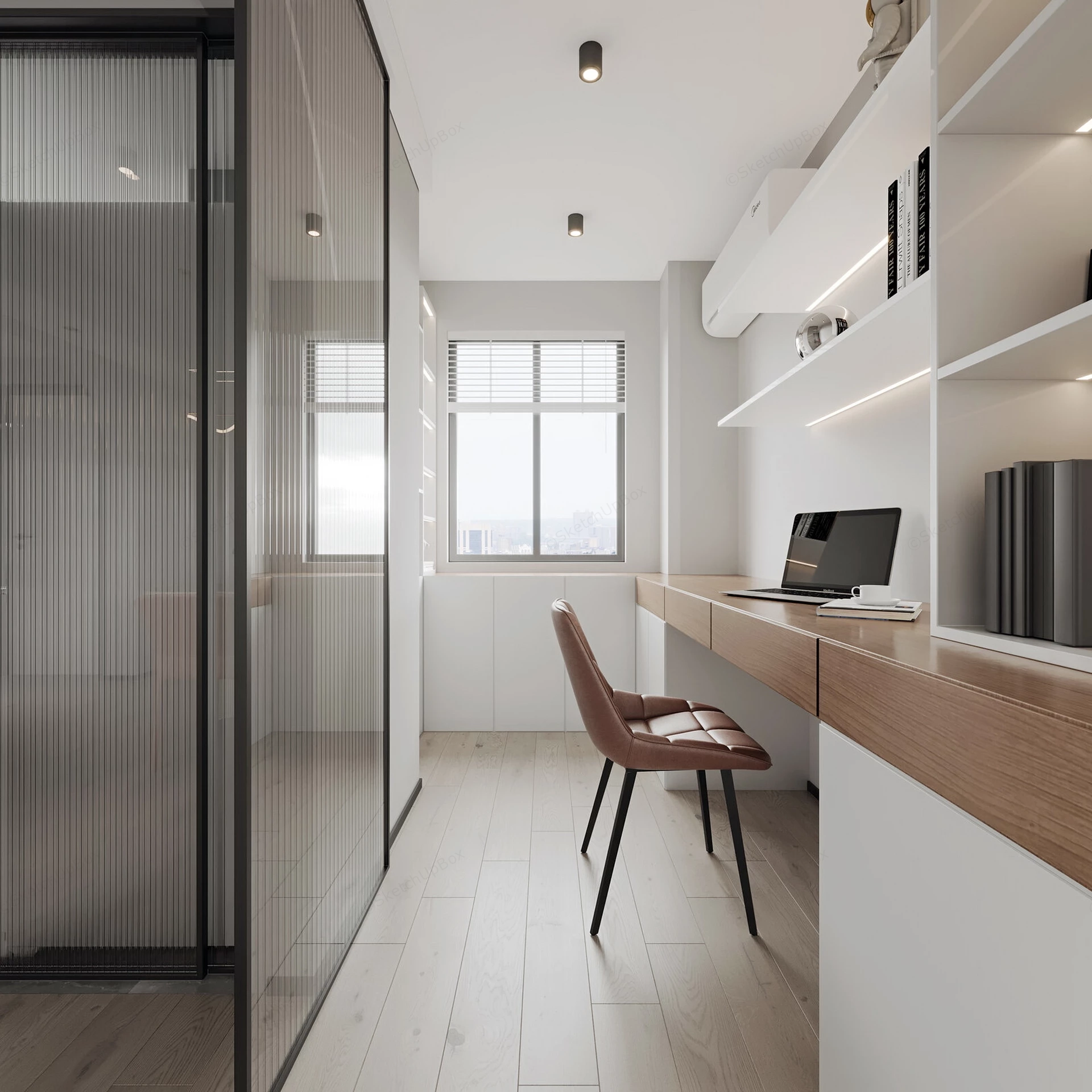 Narrow Home Office Decor Idea sketchup model preview - SketchupBox