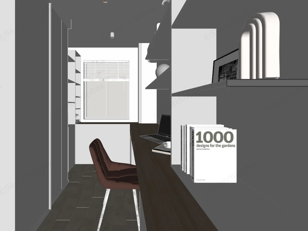 Narrow Home Office Decor Idea sketchup model preview - SketchupBox