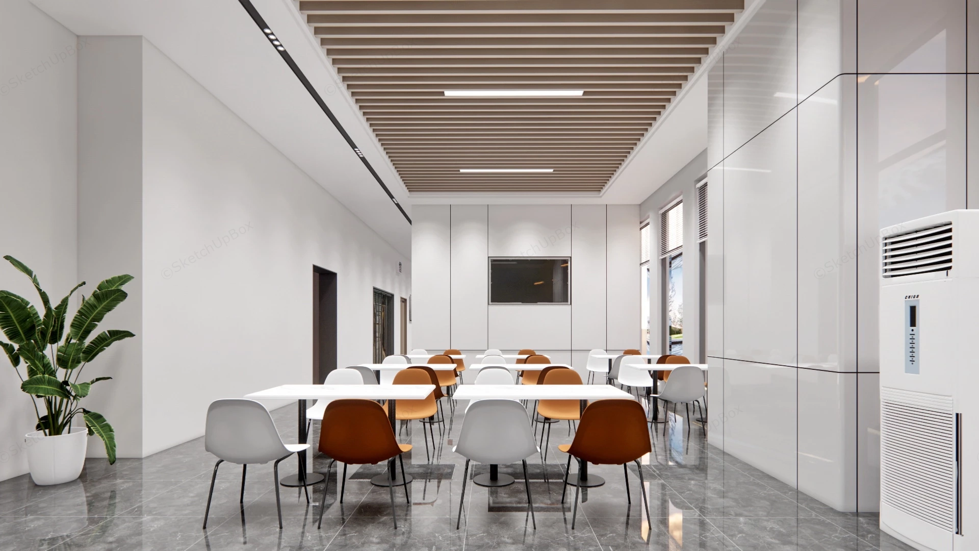 Corporate Office Cafeteria Design sketchup model preview - SketchupBox