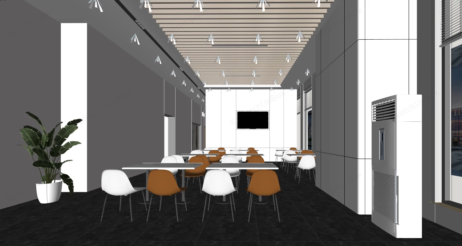 Corporate Office Cafeteria Design sketchup model preview - SketchupBox