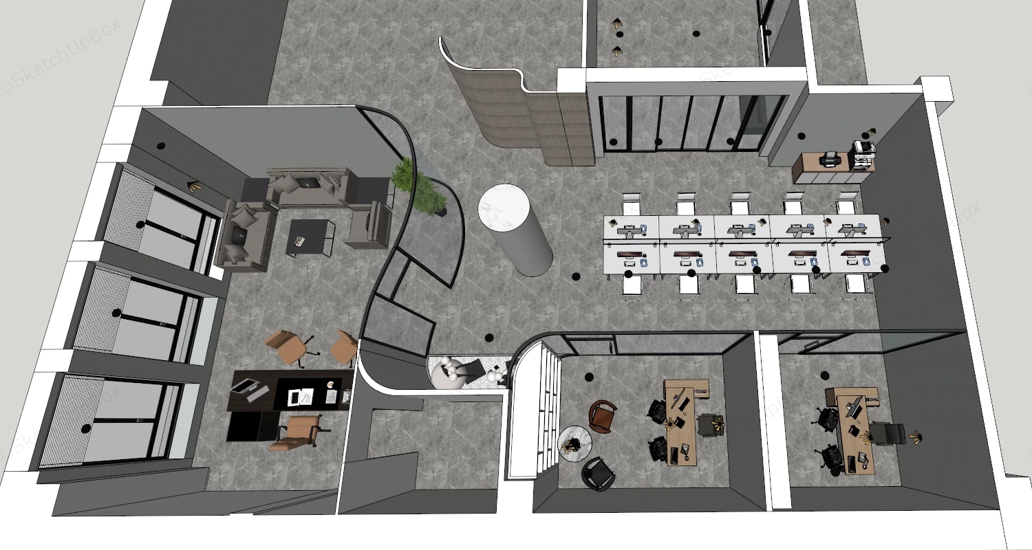 Office Space Layout Ideas sketchup model preview - SketchupBox