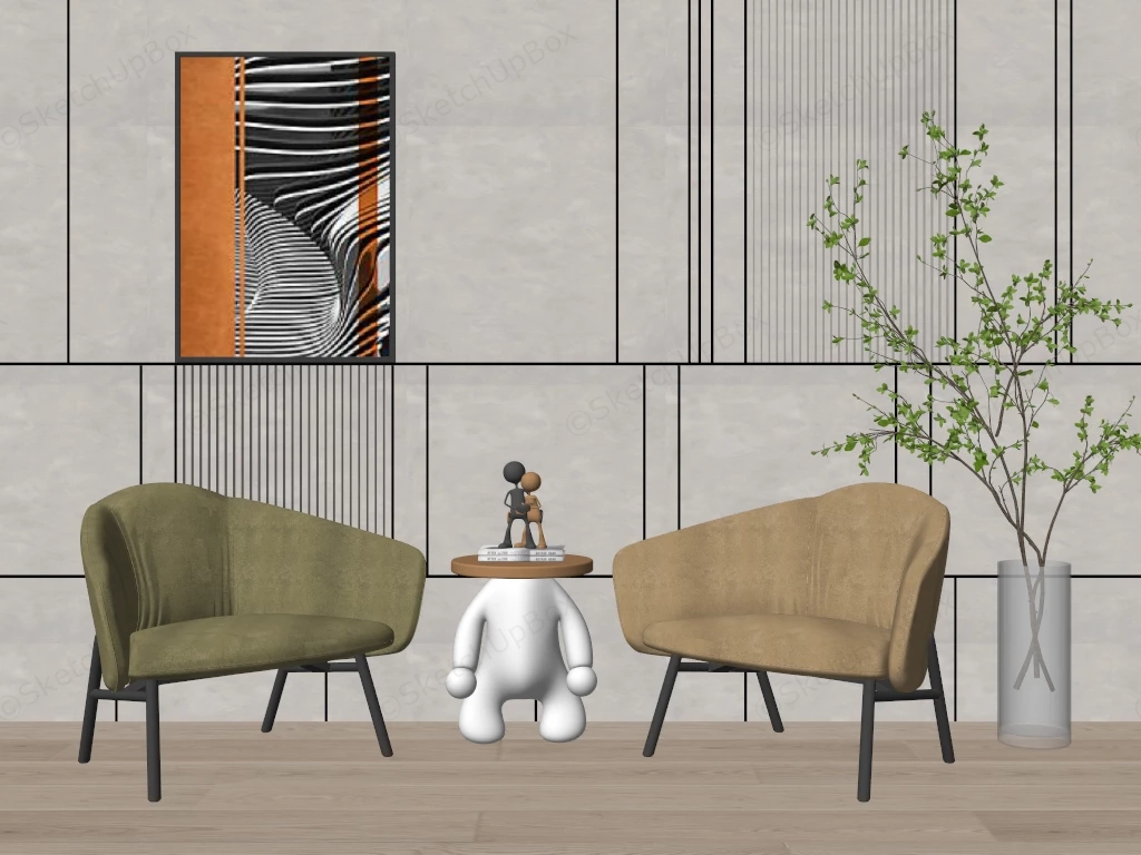 Modern Accent Chair Set sketchup model preview - SketchupBox