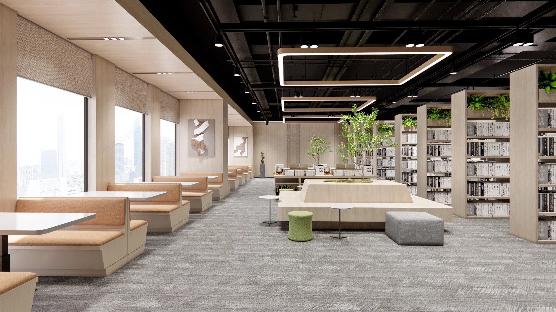 Modern Interior Design Public Library sketchup model preview - SketchupBox