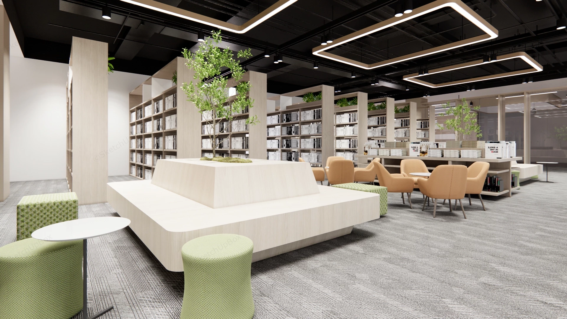 Modern Interior Design Public Library sketchup model preview - SketchupBox