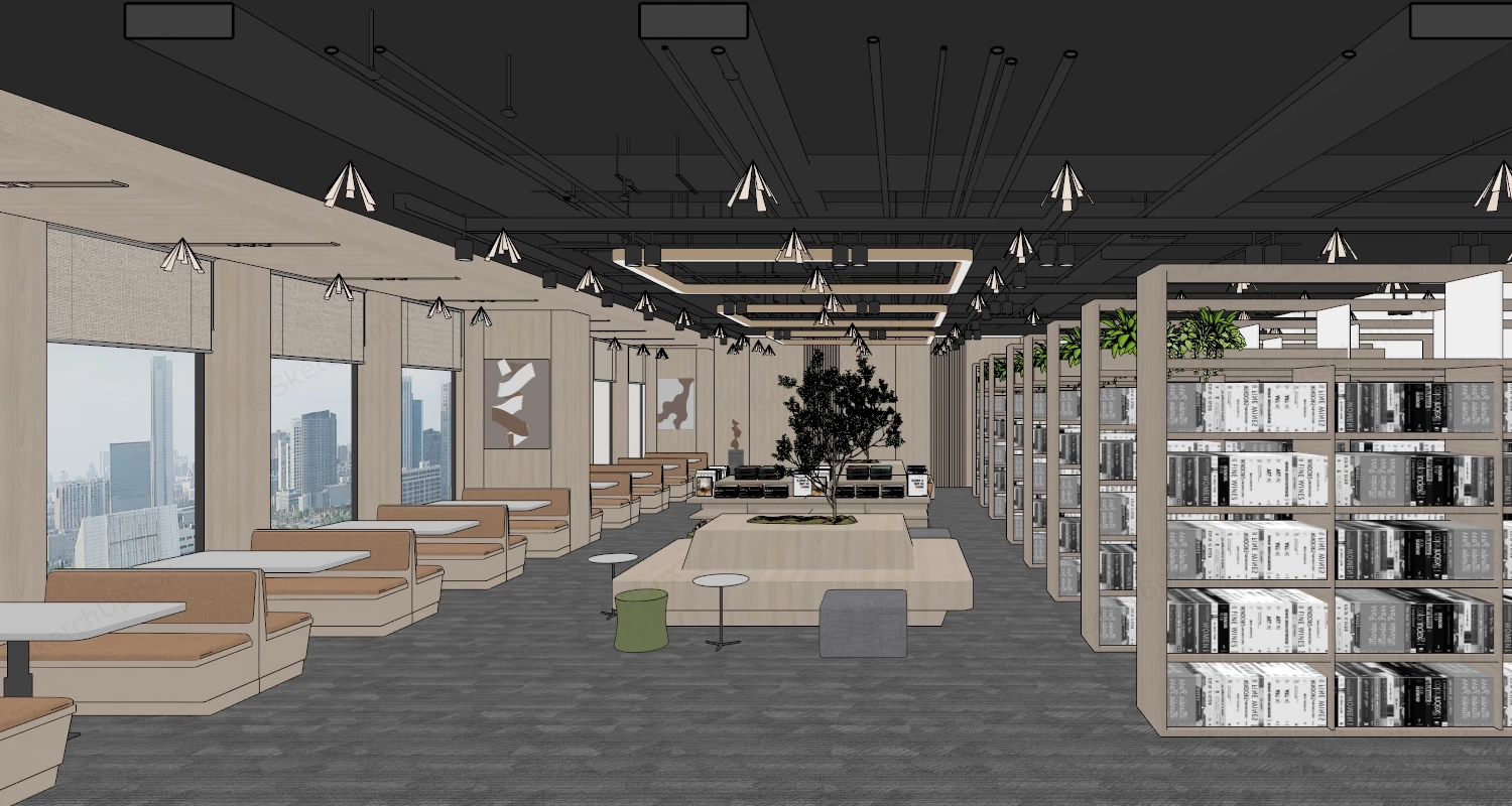 Modern Interior Design Public Library sketchup model preview - SketchupBox