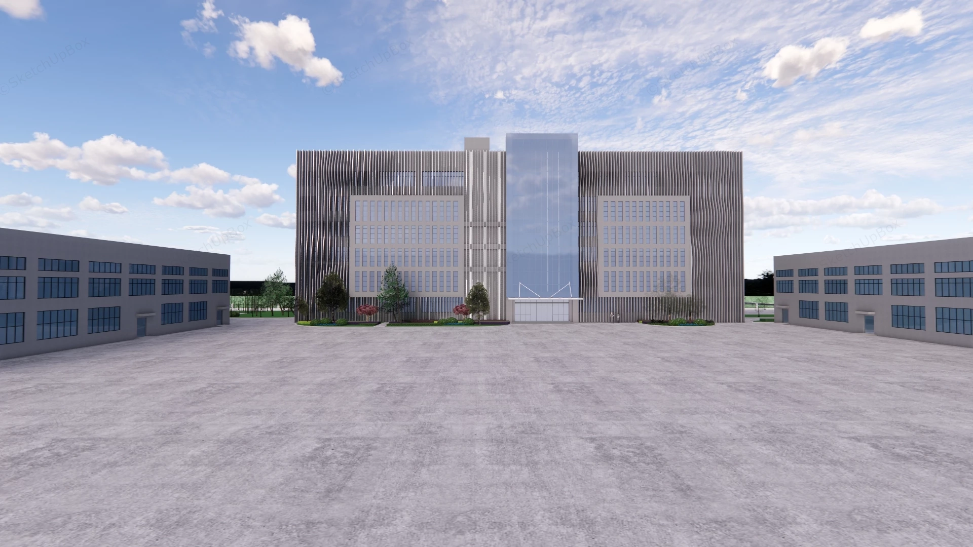 Modern Factory Building Designs sketchup model preview - SketchupBox