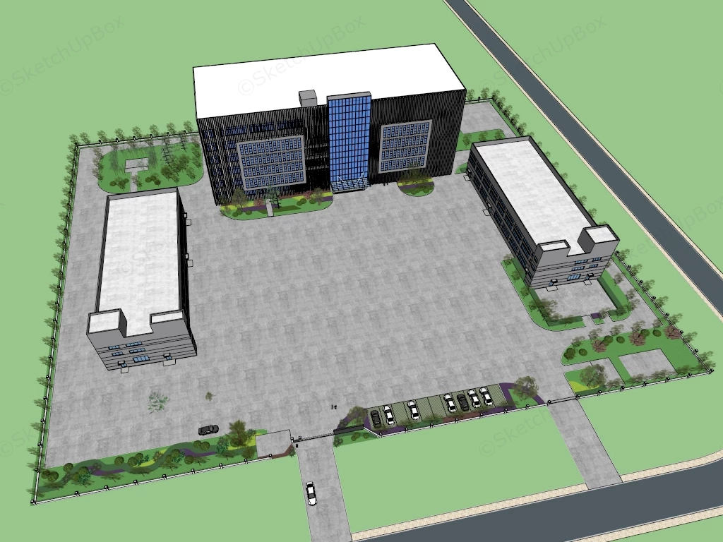 Modern Factory Building Designs sketchup model preview - SketchupBox