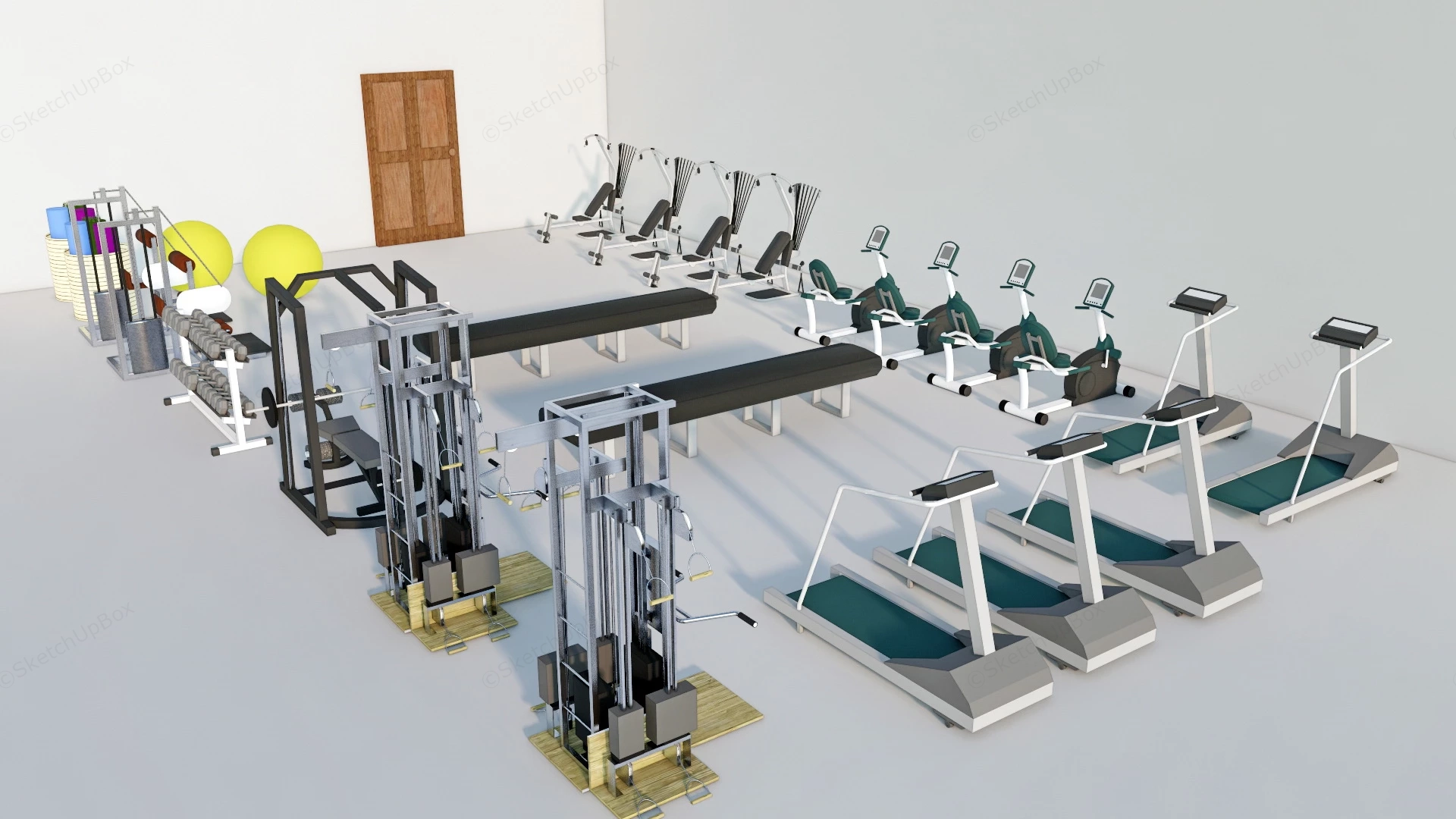 Gym Exercise Equipment Collection sketchup model preview - SketchupBox