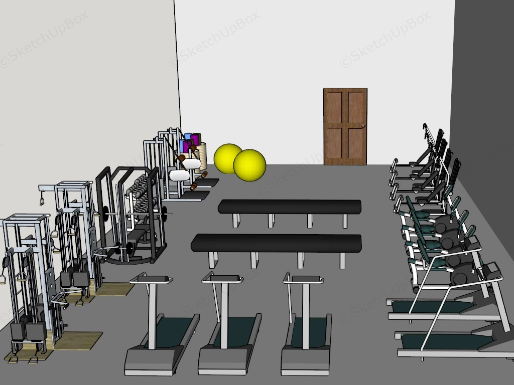 Gym Exercise Equipment Collection sketchup model preview - SketchupBox