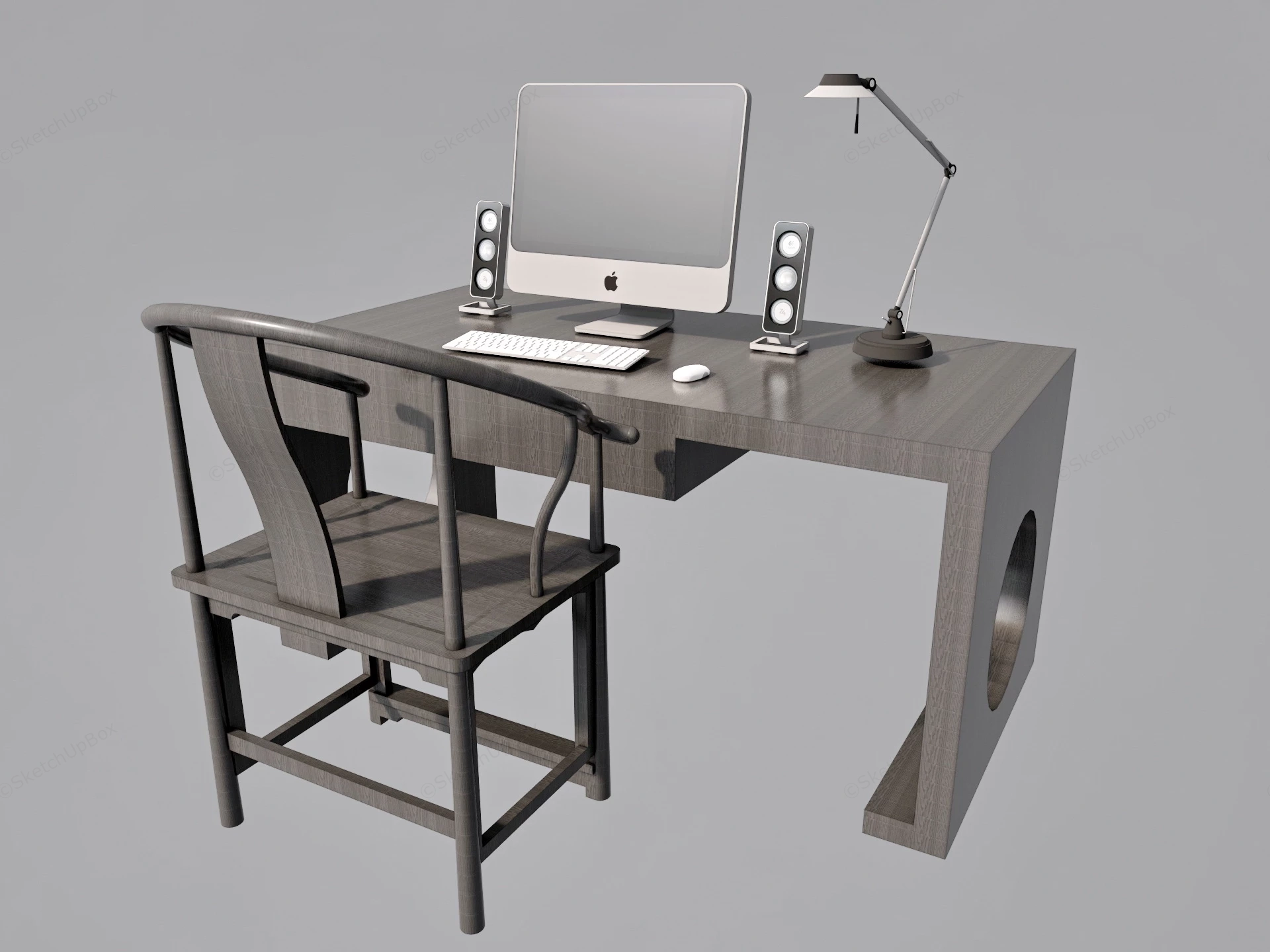 Black Home Office Computer Desk Set sketchup model preview - SketchupBox