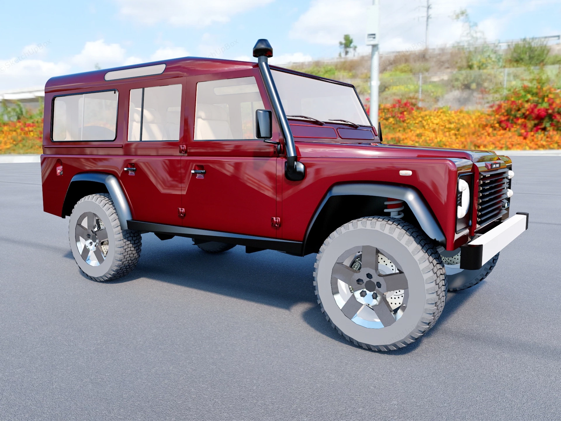 Old Land Rover Defender sketchup model preview - SketchupBox