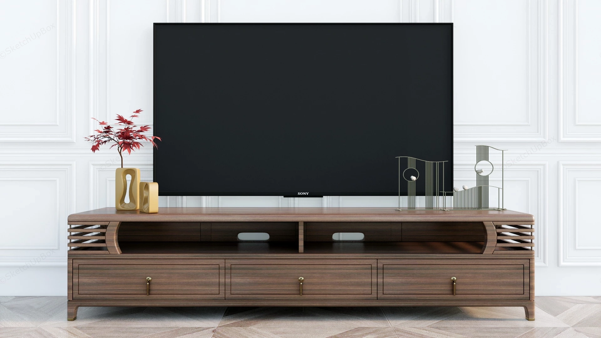 Asian Tv Console sketchup model preview - SketchupBox