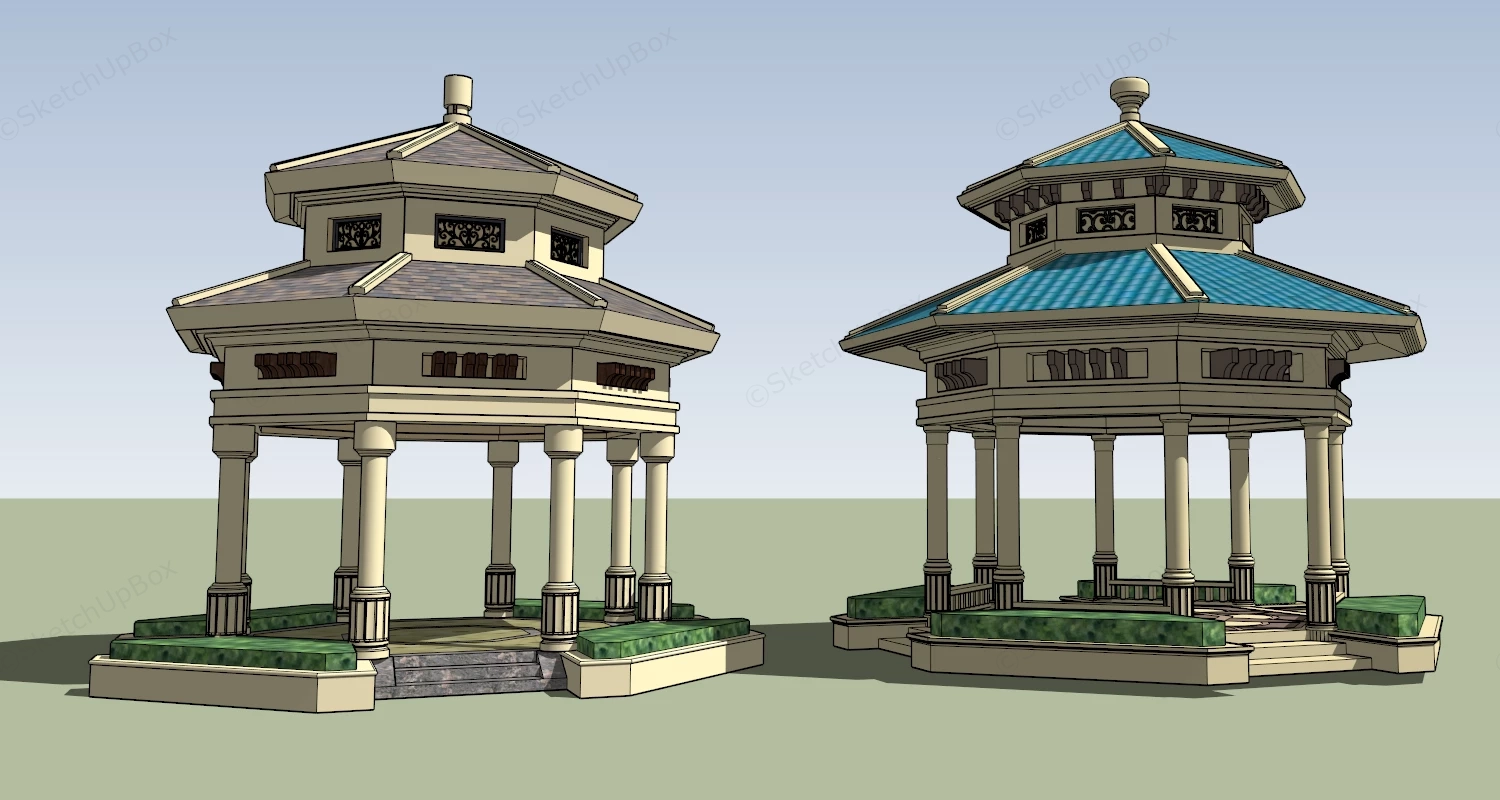 French Garden Gazebo sketchup model preview - SketchupBox