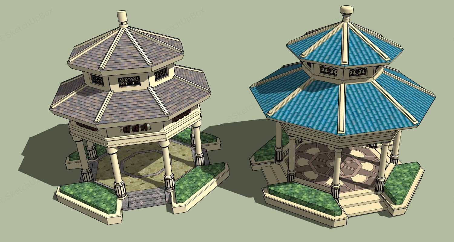 French Garden Gazebo sketchup model preview - SketchupBox