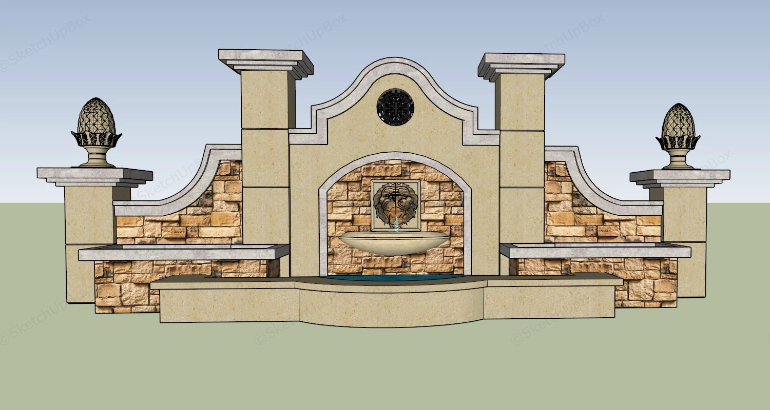 Lion Head Wall Fountain sketchup model preview - SketchupBox