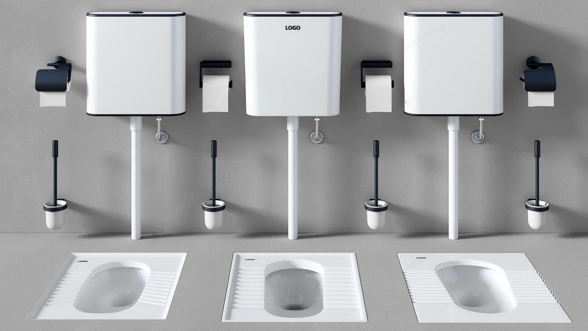 Modern Squat Toilets sketchup model preview - SketchupBox