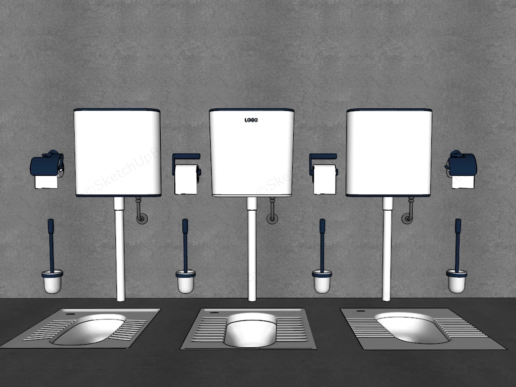 Modern Squat Toilets sketchup model preview - SketchupBox