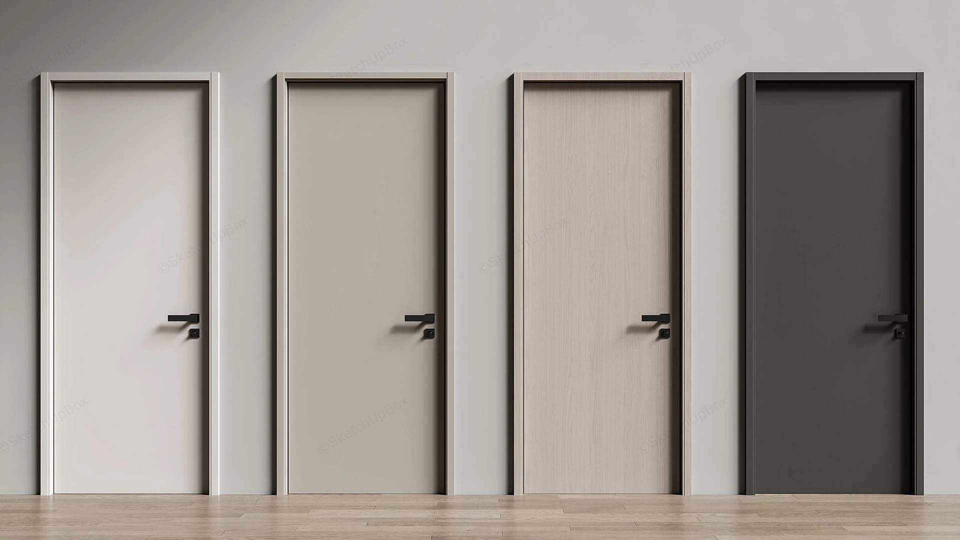 Flat Panel Interior Doors sketchup model preview - SketchupBox