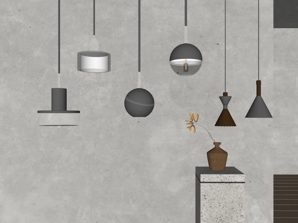 Modern Hanging Pendant Lights sketchup model preview - SketchupBox
