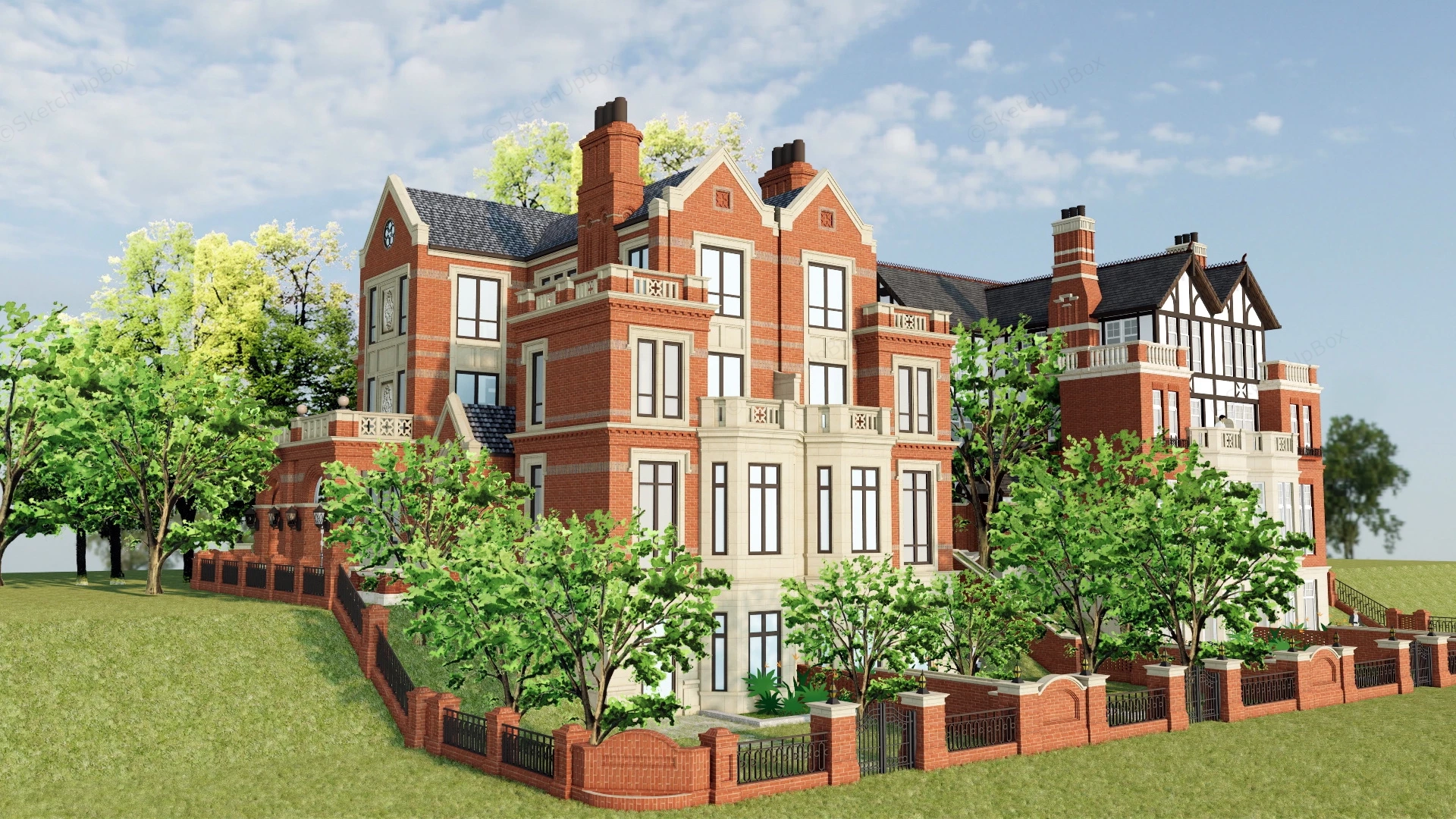 English Tudor House sketchup model preview - SketchupBox