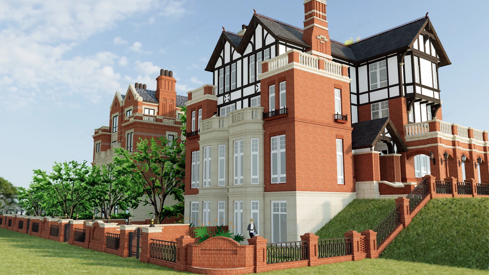 English Tudor House sketchup model preview - SketchupBox