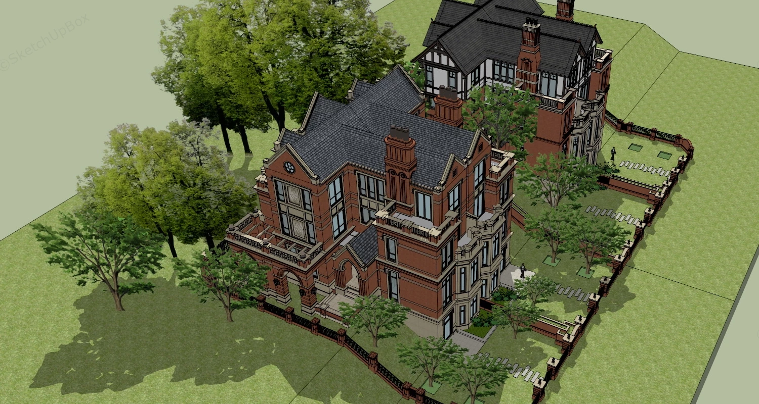 English Tudor House sketchup model preview - SketchupBox