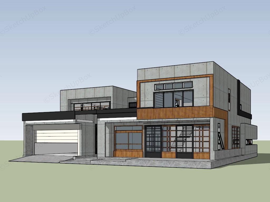Prefab Modern Style Home sketchup model preview - SketchupBox