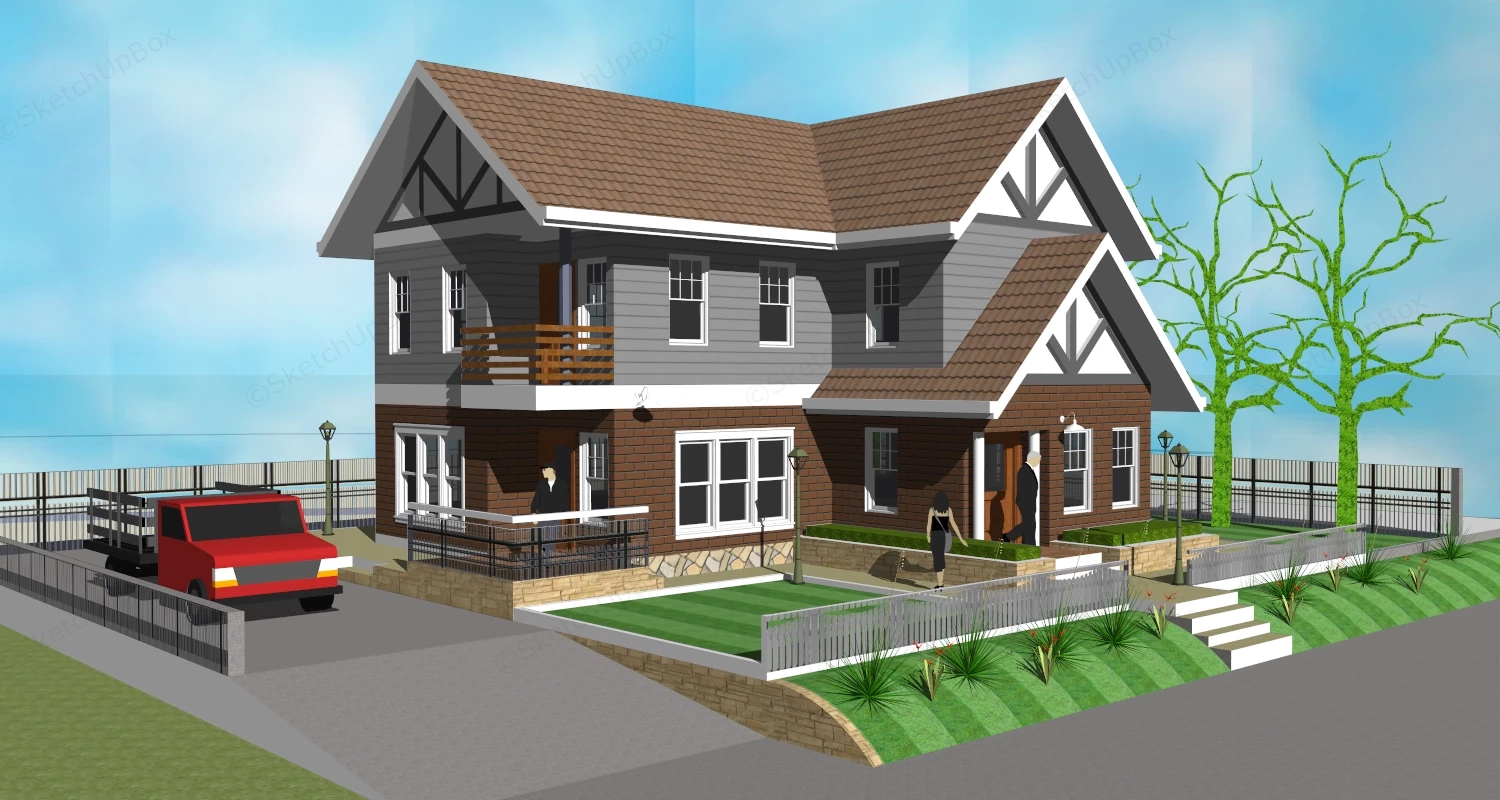 Traditional Style House sketchup model preview - SketchupBox