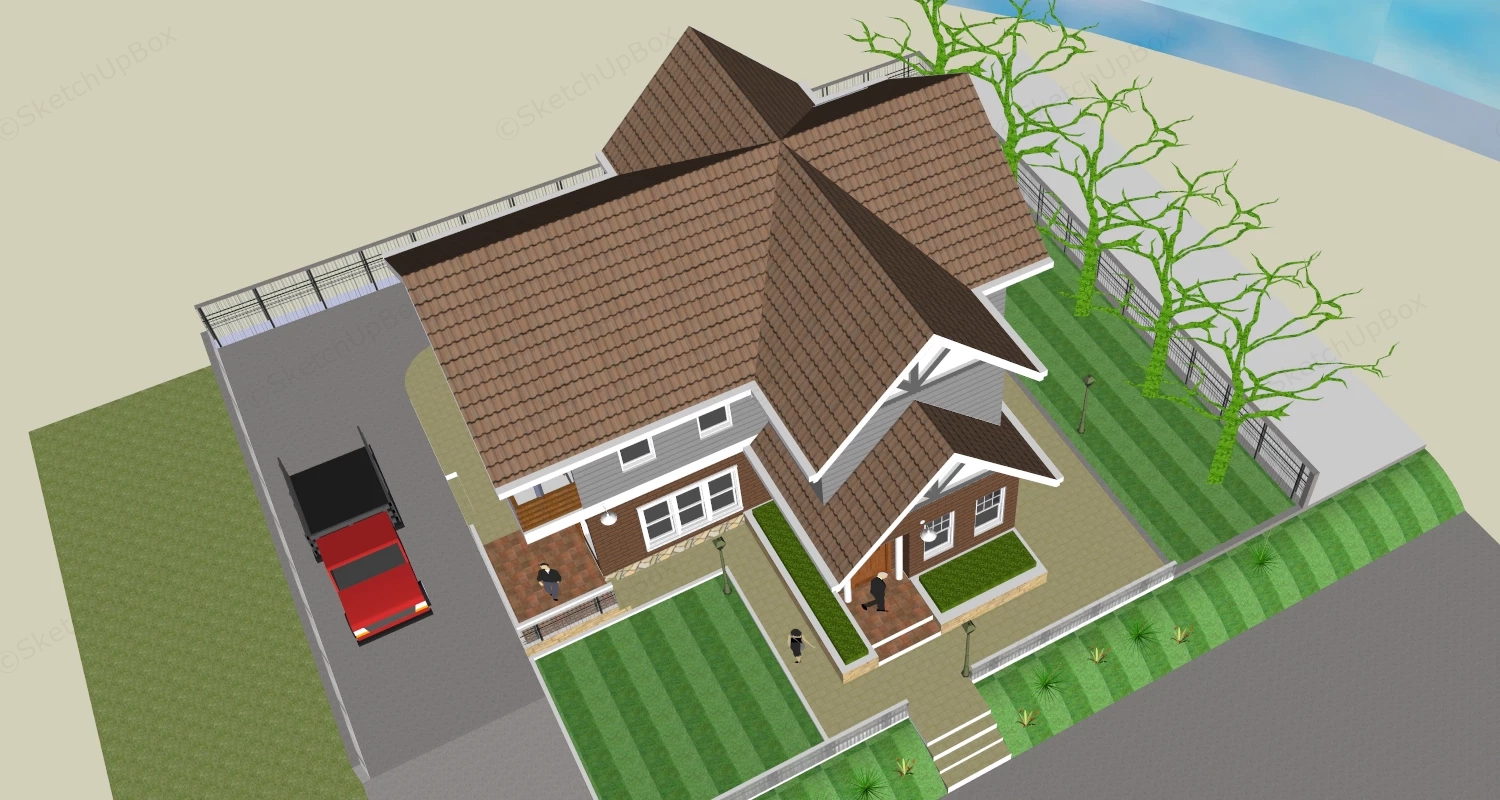 Traditional Style House sketchup model preview - SketchupBox