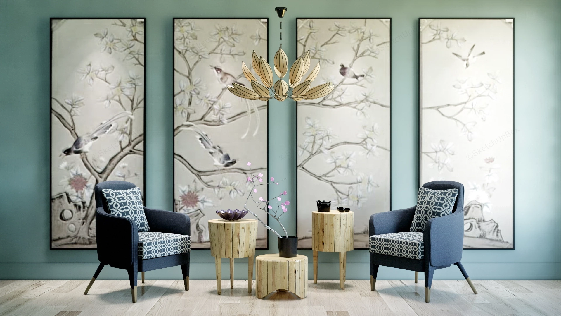 Asian Style Accent Furniture And Wall Decor sketchup model preview - SketchupBox