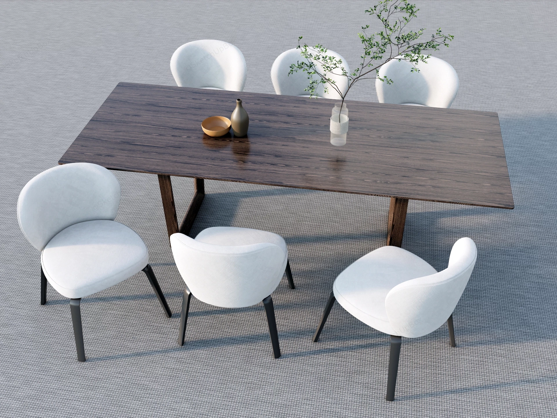 Modern 7 Piece Dining Set sketchup model preview - SketchupBox
