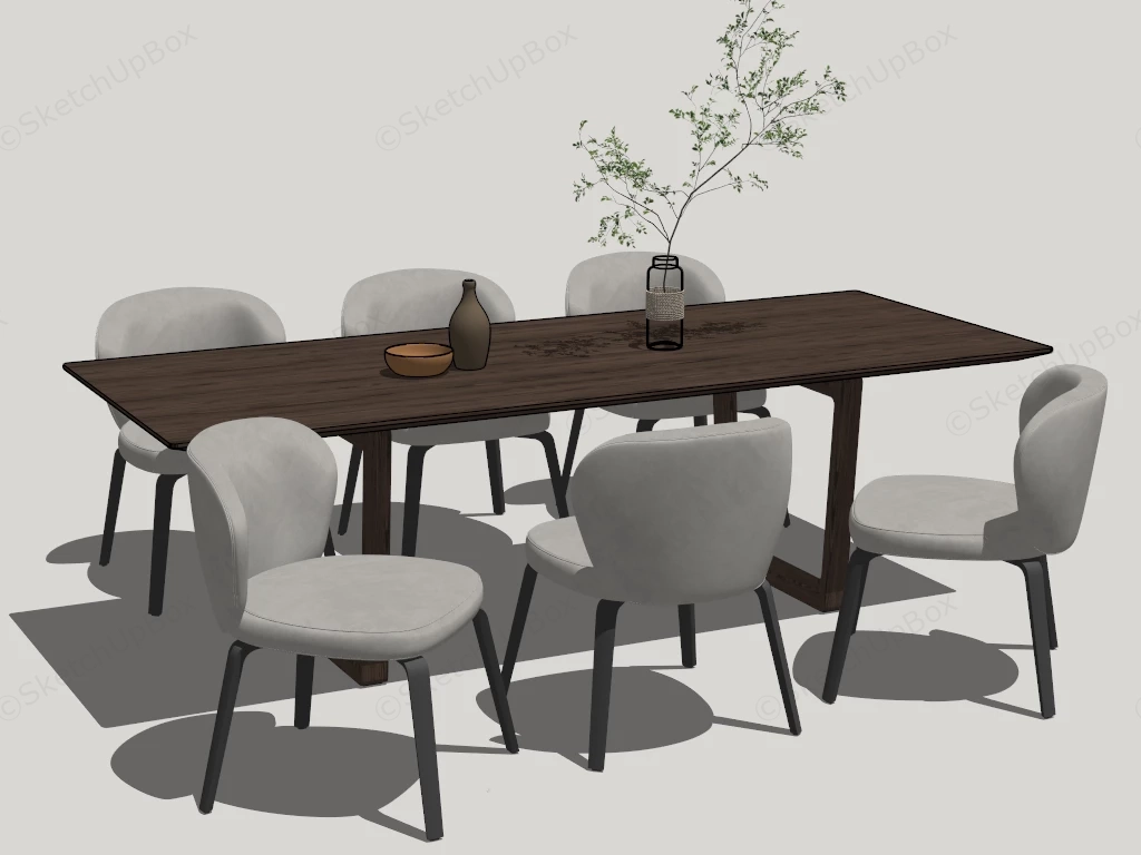 Modern 7 Piece Dining Set sketchup model preview - SketchupBox