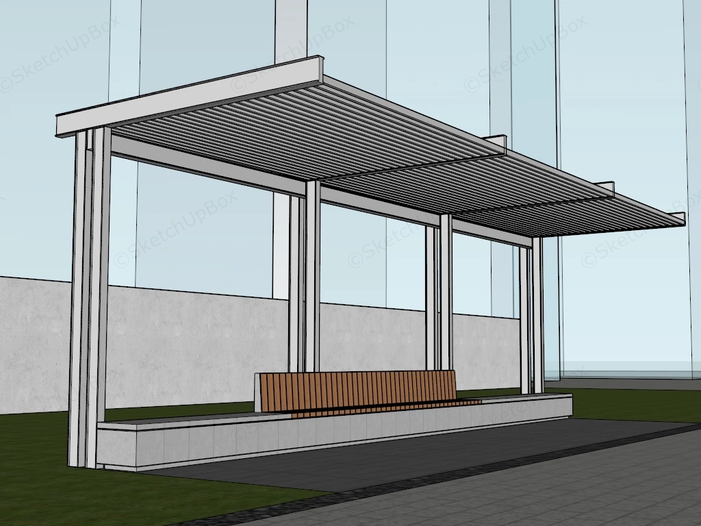 Urban Park Pergola With Bench sketchup model preview - SketchupBox