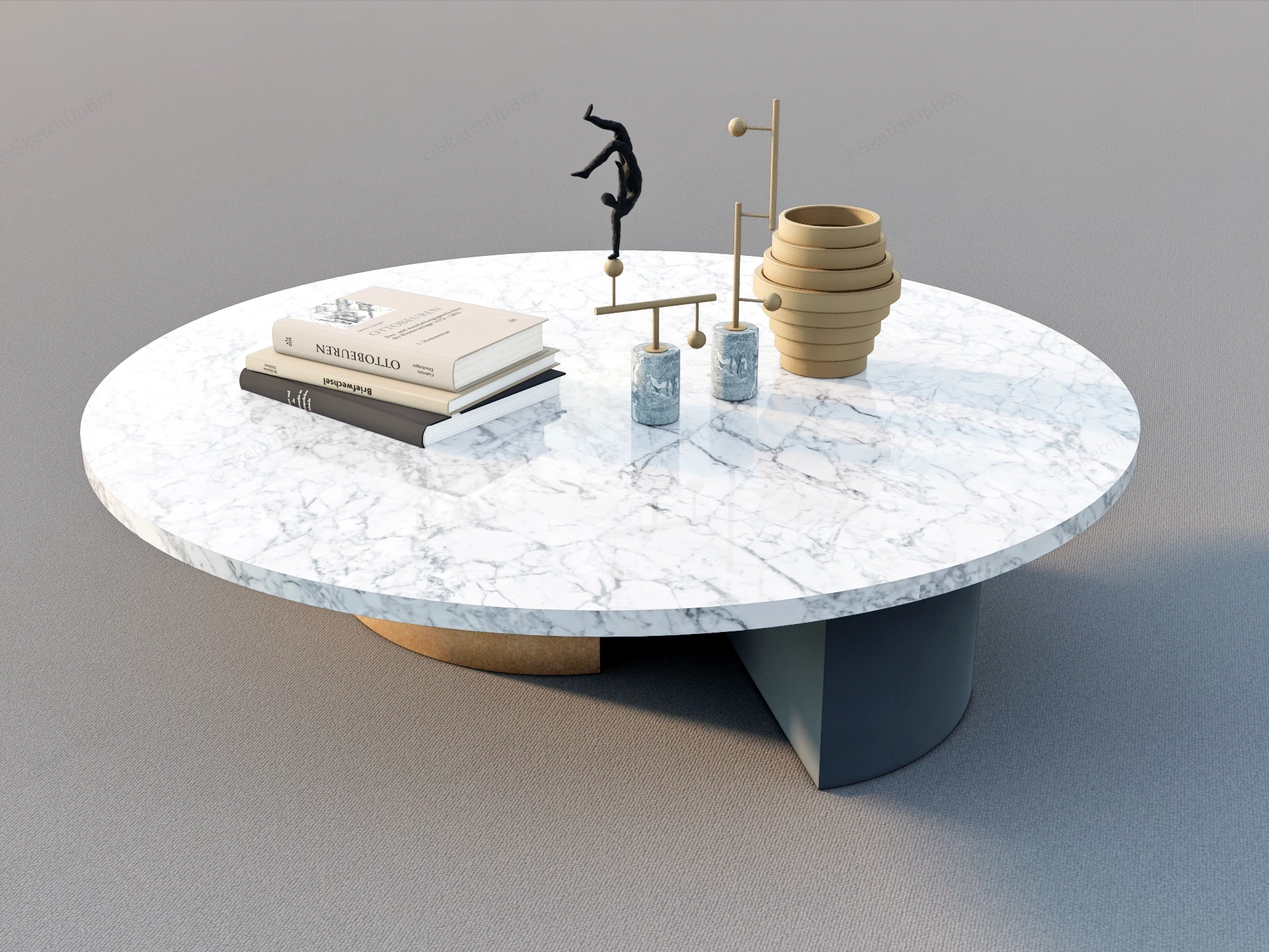 Round White Marble Coffee Table sketchup model preview - SketchupBox