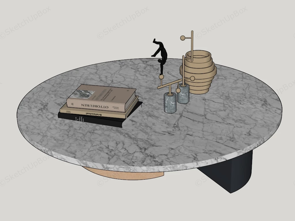 Round White Marble Coffee Table sketchup model preview - SketchupBox