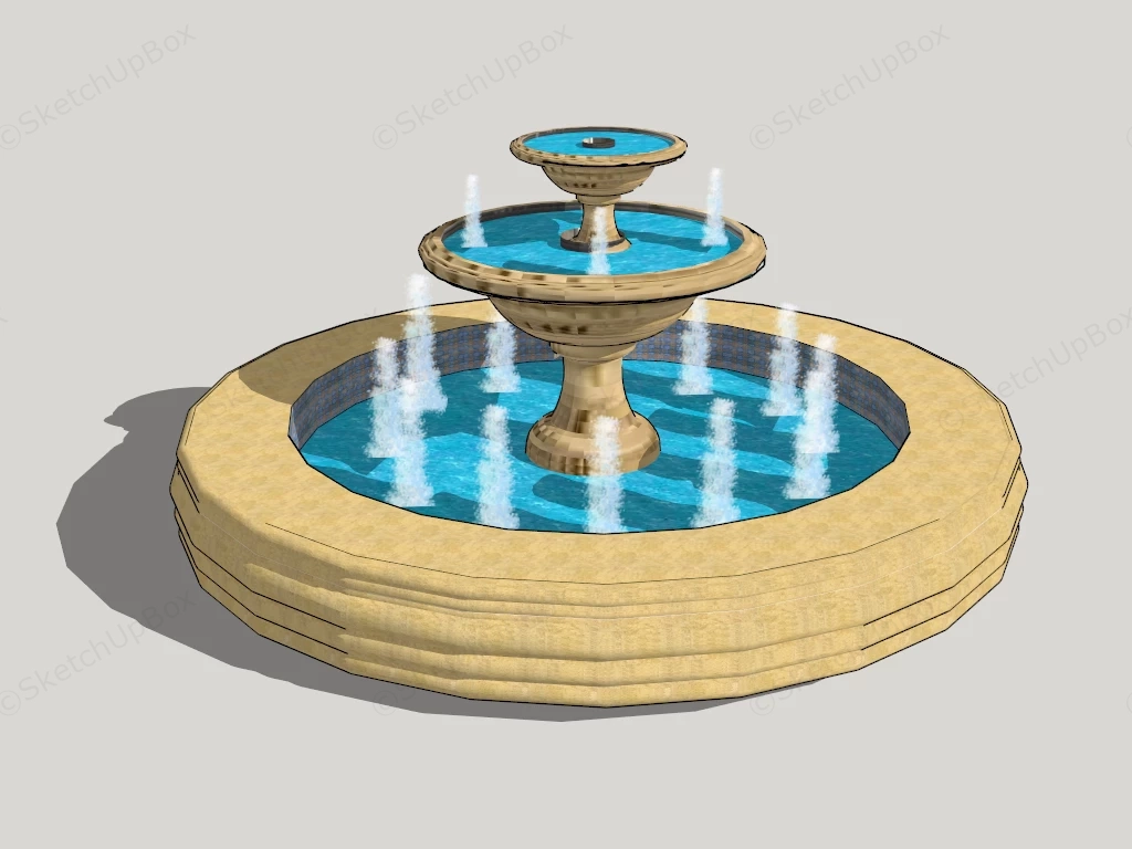 3 Tier Garden Fountain sketchup model preview - SketchupBox