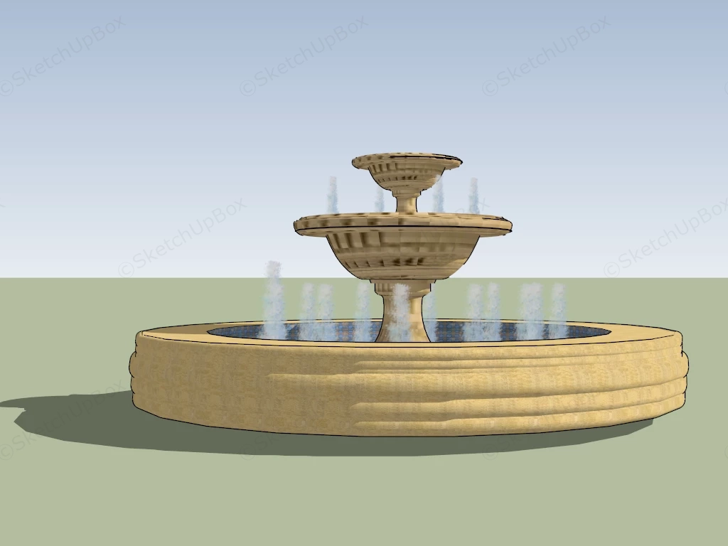 3 Tier Garden Fountain sketchup model preview - SketchupBox