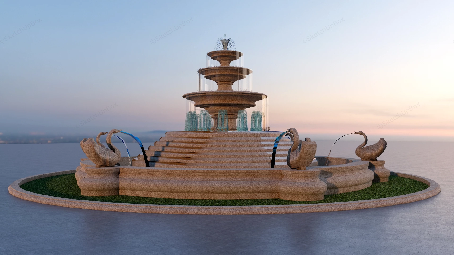 Swan Water Fountain sketchup model preview - SketchupBox